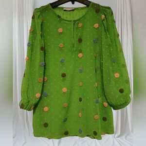 M💐Coster Copengagen Green Blouse Polka Dot Texture